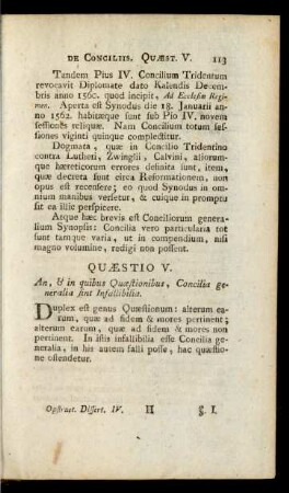 Quaestio V. An, & in quibus Quaestionibus, Concilia generalia sint Infallibilia