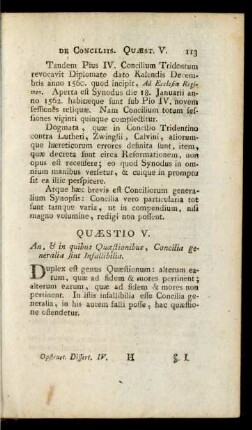 Quaestio V. An, & in quibus Quaestionibus, Concilia generalia sint Infallibilia