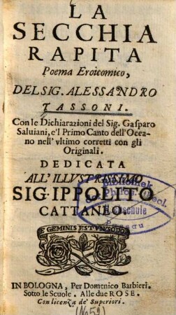 La secchia rapita : poema eroicomico