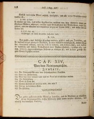 Cap. XIV. Von dem Reinigungs-Eide.