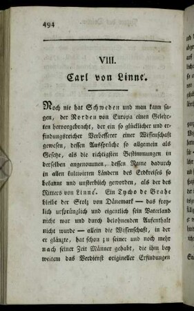 VIII. Carl von Linné
