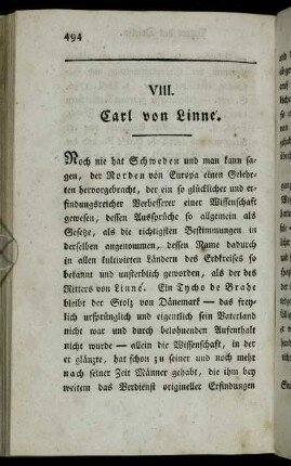 VIII. Carl von Linné