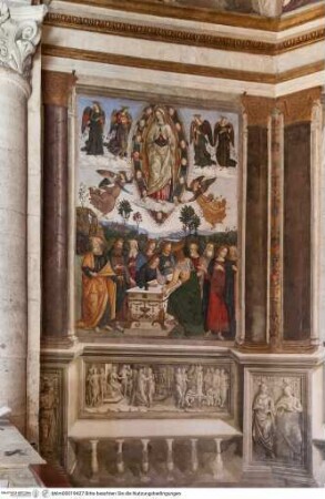 Wandmalereien in der Cappella di Sant'Agostino/ Cappella della Madonna dell'Orto in Santa Maria del Popolo, Rom, Die Himmelfahrt Mariens