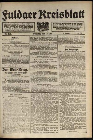 Ausgabe vom Dienstag, den 13. Juli 1915.