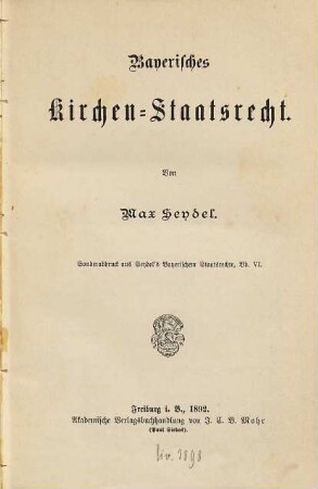 Bayerisches Kirchen-Staatsrecht