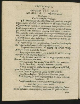 Sectionis I. De Genuino Loci Sensu.