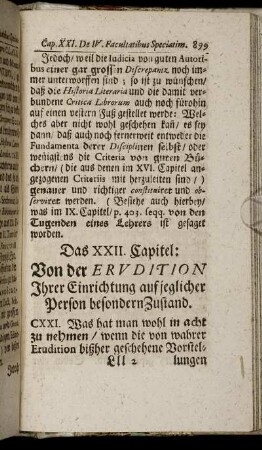 Das XXII. Capitel: Von der Erudition Ihrer Einrichtung auf jeglicher Person besondern Zustand.