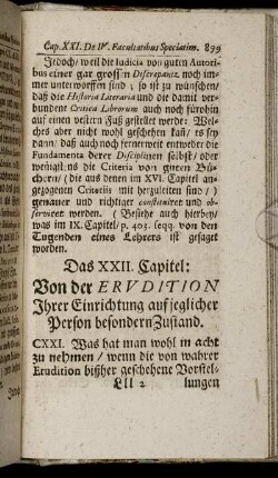 Das XXII. Capitel: Von der Erudition Ihrer Einrichtung auf jeglicher Person besondern Zustand.