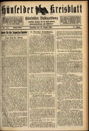 Zweite Ausgabe vom Samstag, den 29. August 1925.