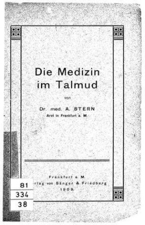 Die Medizin im Talmud / von A. Stern