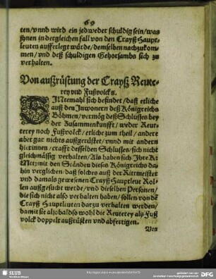 Von auszrüstung der Craysz Reuterey und Fußvolcks