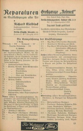 Die Kennzeichnung der Kraftfahrzeuge