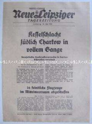 Extrablatt der "Neuen Leipziger Tageszeitung" u.a. zur Schlacht bei Charkow