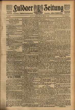 Erste Ausgabe vom Freitag, den 19. Februar 1909.