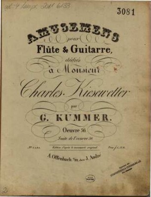 Amusemens pour flûte & guitarre : oeuvre 56 ; suite de l'oeuvre 38