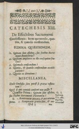 Catechesis XIII. De Effectibus Sacramenti Confessionis: Item quomodo, quoties, et quando confitendum.