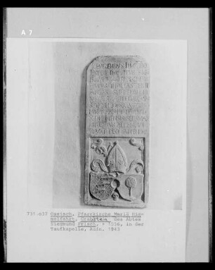 Grabstein des Abtes Siegmund Frisch, verstorben 1556