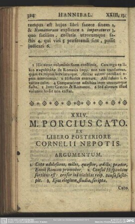 XXIV. M. Porcius Cato. Ex Libero Posteriore Cornelii Nepotis