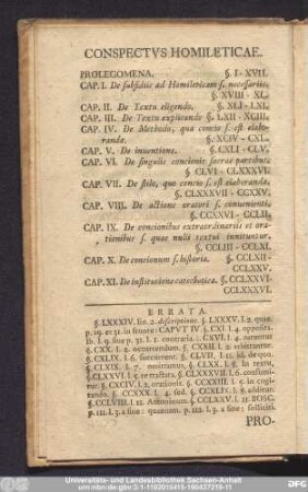 Conspectus Homileticae.