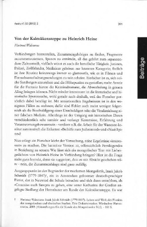 Von der Kalmükensteppe zu Heinrich Heine
