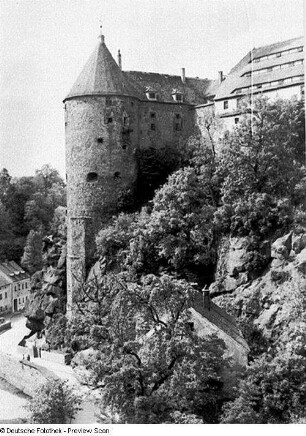 Bautzen. Burgwasserturm (14./15. Jahrhundert). Ansicht von der Alten Wasserkunst