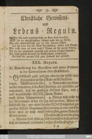 Christliche Gewissens- und Lebens-Reguln.