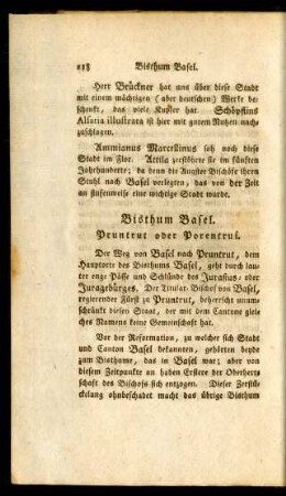 Bisthum Basel. Pruntrut oder Porentrui