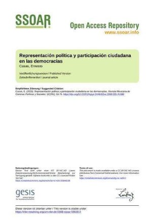 Representación política y participación ciudadana en las democracias