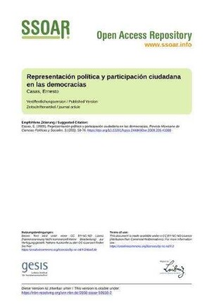 Representación política y participación ciudadana en las democracias