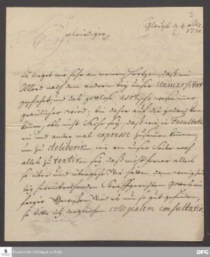 Brief von August Hermann Francke an Joachim Just Breithaupt.