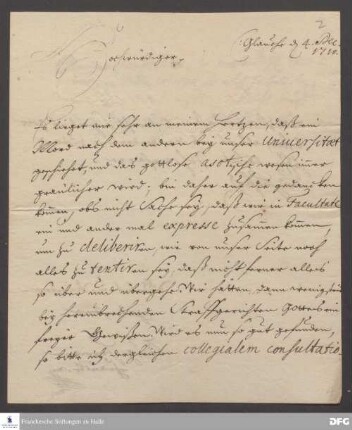 Brief von August Hermann Francke an Joachim Just Breithaupt.