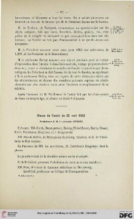 Séance du Comité du 23 avril 1883