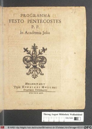 Programma Festo Pentecostes : P.P. In Academia Iulia