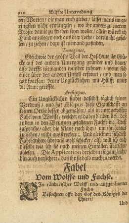 Fabel Vom Wolffe und Fuchse.