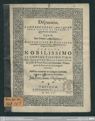 Controversa[e] iuris civilis et feudalis quaestiones