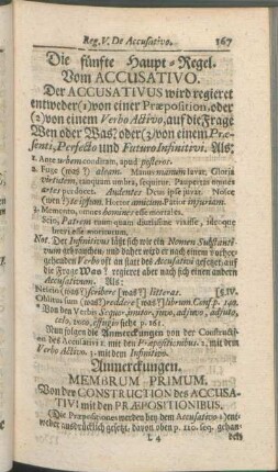 Die fünfte Haupt-Regel. Vom Accusativo.
