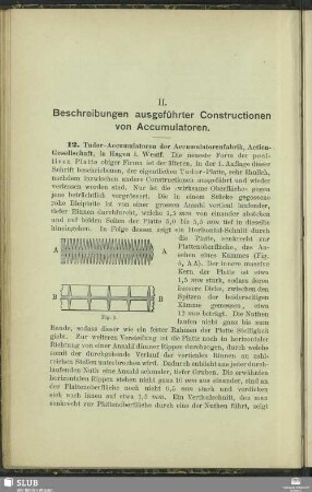 II. Beschreibungen ausgeführter Constructionen von Accumulatoren