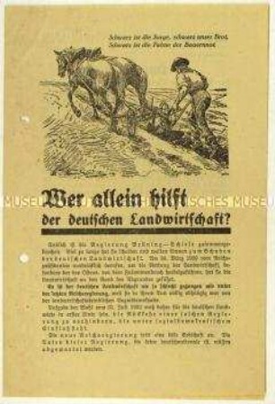 Aufruf der Deutschnationalen Volkspartei an Landwirte zur Reichstagswahl am 31. Juli 1932