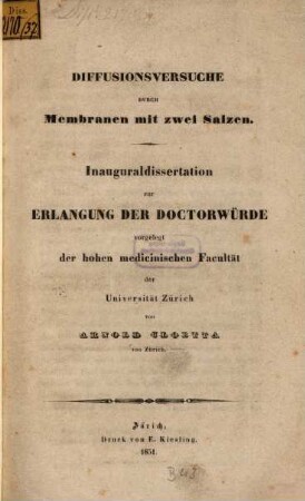 Diffusionsversuche durch Membranen mit zwei Salzen