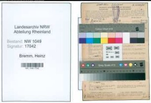 Entnazifizierung Heinz Bremm , geb. 05.06.1915 (Kaufmaennischer Angestellter)