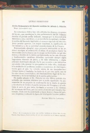 Acción parlamentaria del diputado socialista Dr. Alfredo L. Palacios, Mayo 1912 - Abril 1913