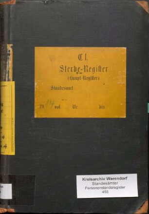 Sterberegister des Standesamtes Beckum-Stadt von 1914 (Urkunden-Nr. 1-164)