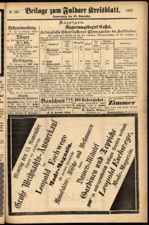 Zweite Ausgabe vom Donnerstag, den 18. November 1897.