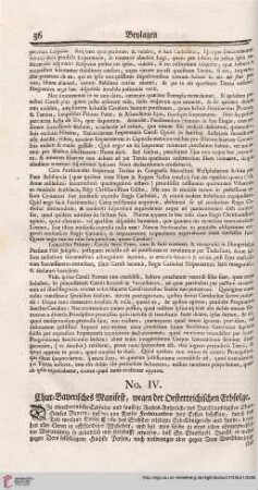 No. IV: Chur-Bayerisches Manifest, wegen der Oesterreichischen Erbfolge