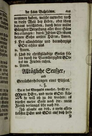 Alltägliche Seufzer, und Gemüthserhebungen eines Büßers. - Gebethe. - Schlußgebeth.