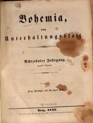 Bohemia : ein Unterhaltungsblatt, 1845,2 = Jg. 18