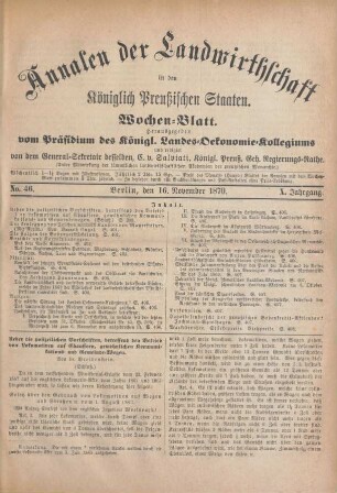 No. 46. Berlin, den 16. November 1870. X. Jahrgang.
