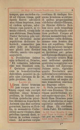 Officia propria Sanctorum ecclesiae of dioeceseos Curiensis a Sacra rituum Congregatione revisa et approbata ac jussu Reverendissimi Domini Caspari Willi O. S. B. Epicopi Curiensis typis edita, ex mondato Reverendissimi ac Celsissimi Domini Domini Joannis Fidelis Battaglia Episcopi ?? denuo recusa, 3