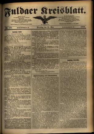 Erste Ausgabe vom Dienstag, den 23. Mai 1905.