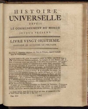 Livre Vingt-Huitieme. Histoire du Royaume de Pologne.